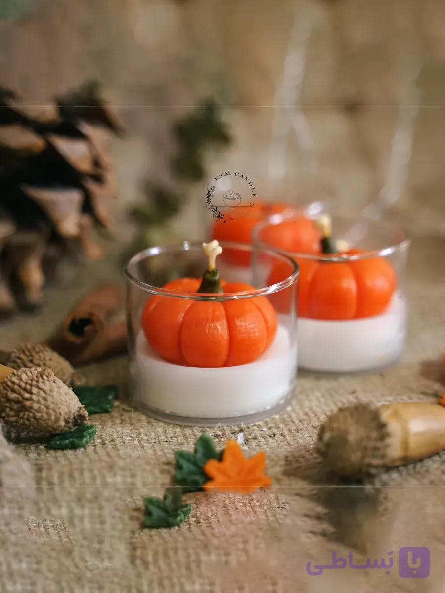 شمع کدو تنبل جار شیشه‌ای — تصویر 1