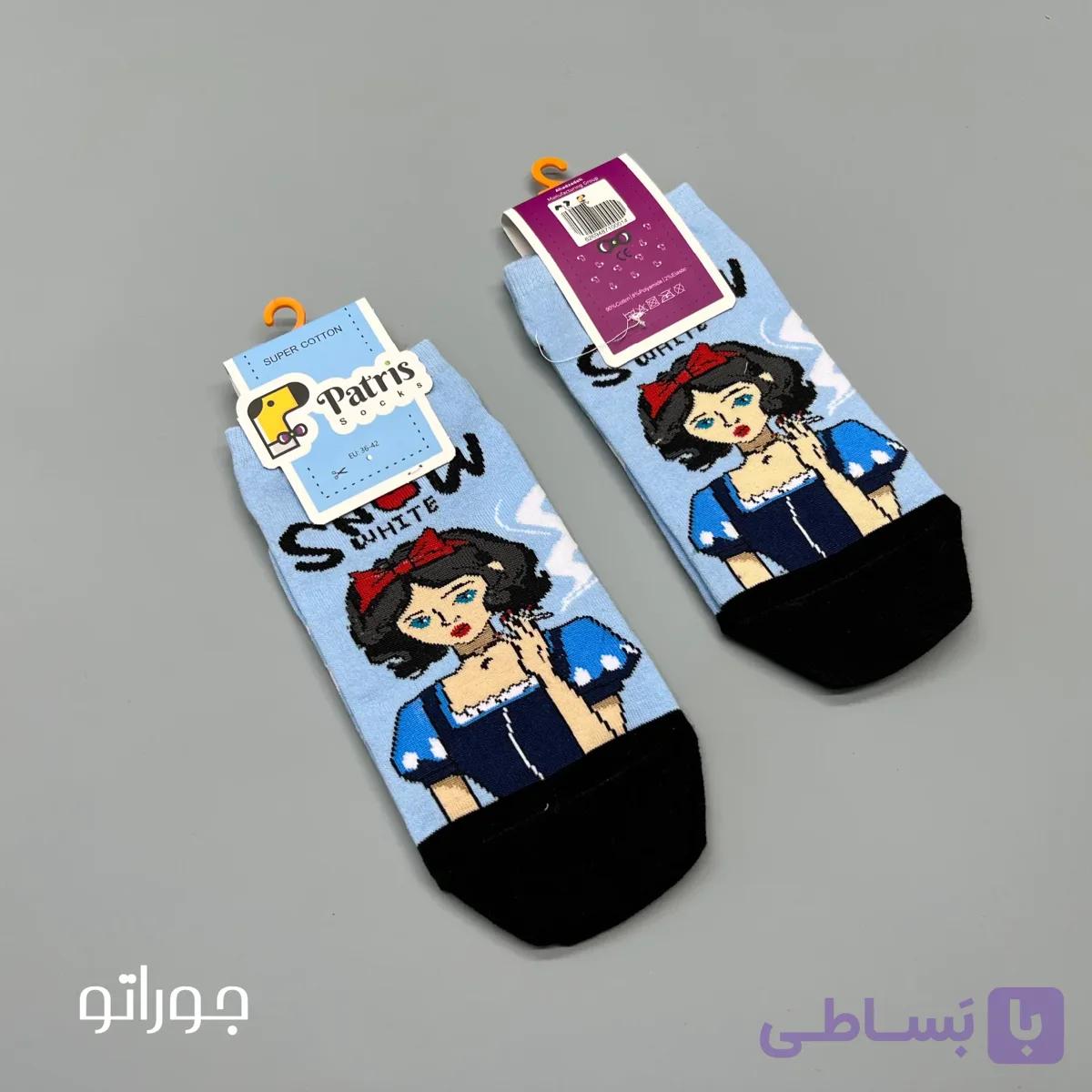 جوراب مچی نخ پنبه پاتریس مدل سفید برفی