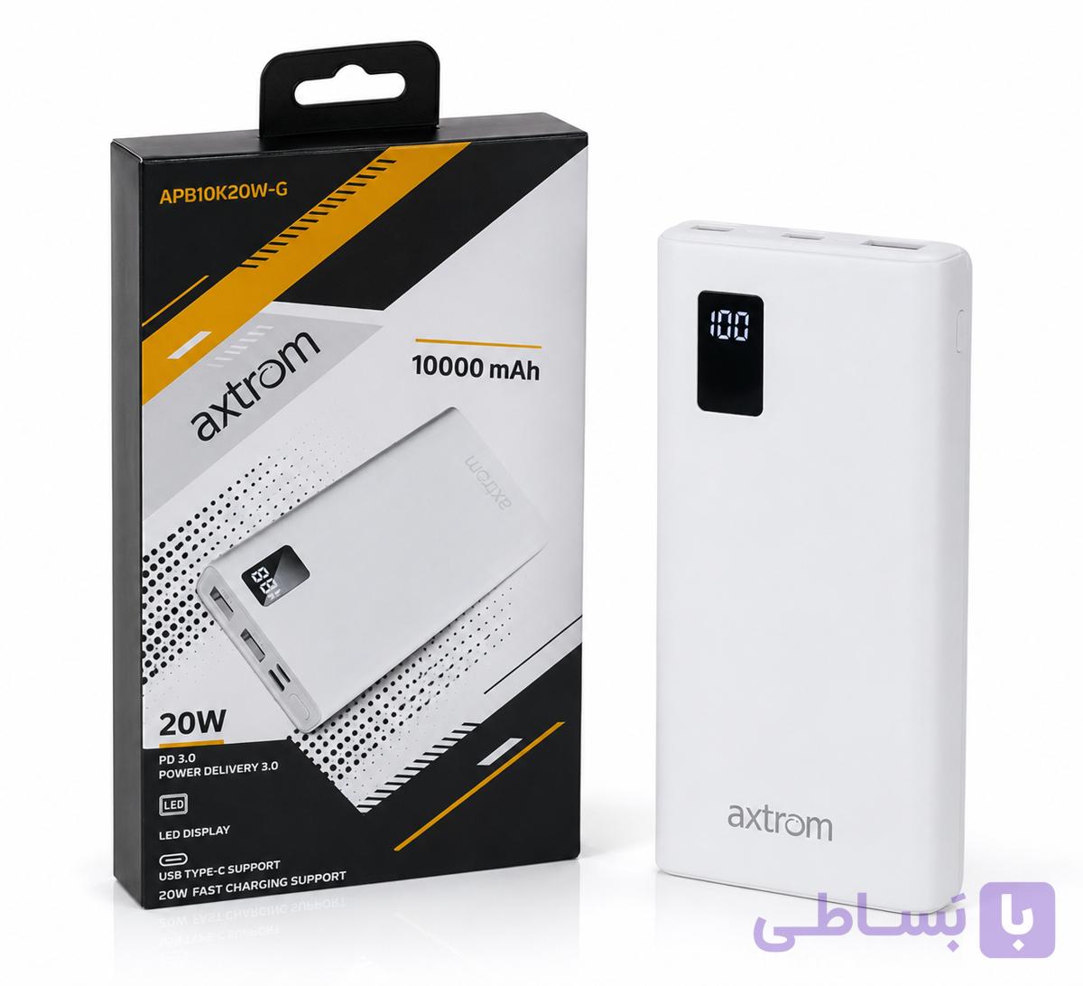 پاوربانک Axtrom ظرفیت 10000 میلی‌آمپر ساعت | مدل APB10K20W-G — تصویر 1