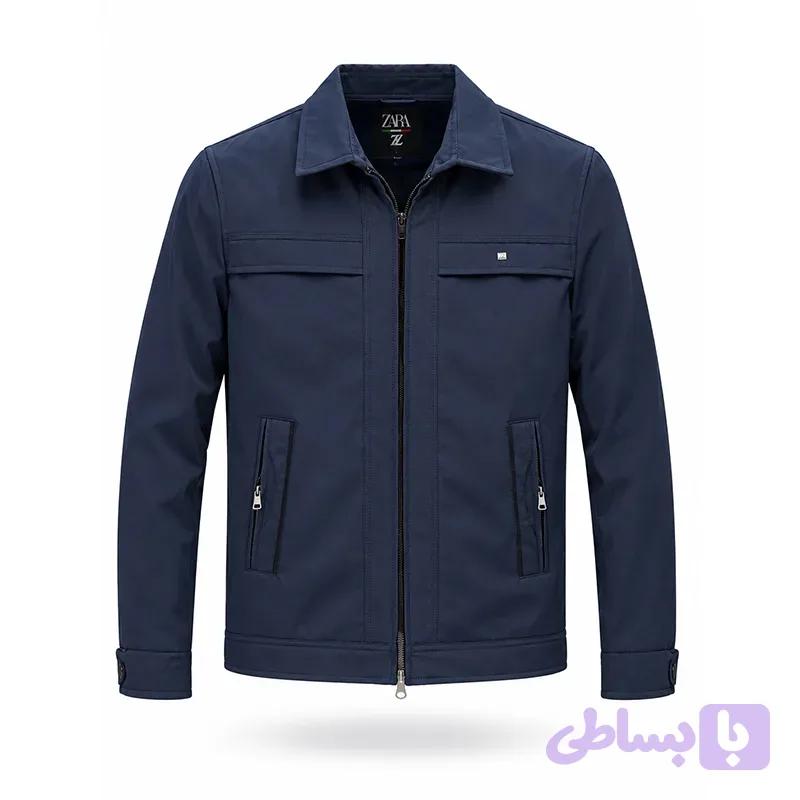 کاپشن مردانه ساتنا 4 جیب سرمه ای / یقه کتی / در 4 سایز L، XL، XXL، XXXL — تصویر 1