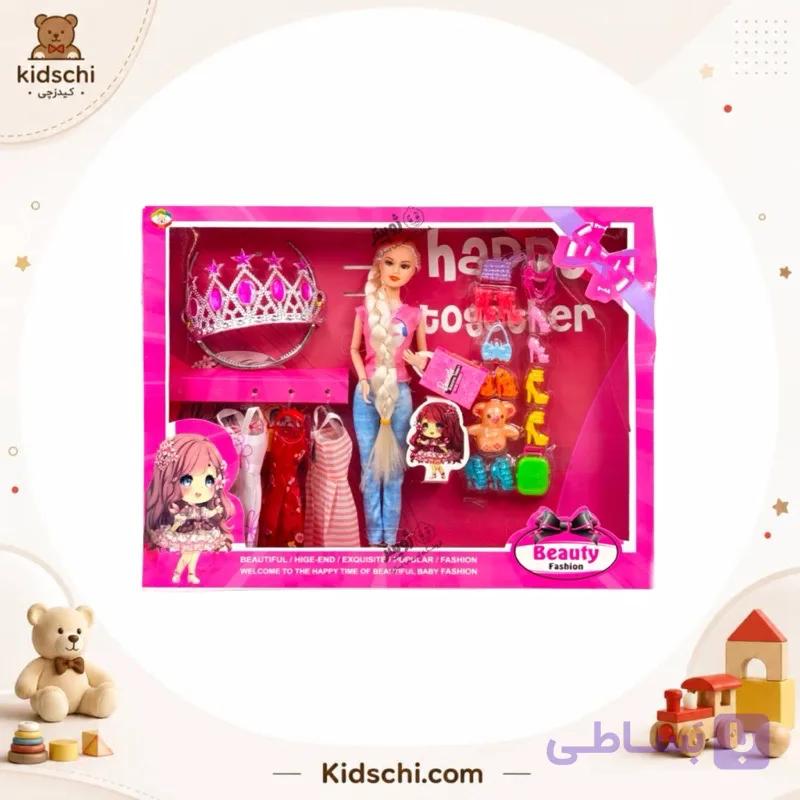 عروسک باربی همراه تاج و لباس کد ۱۰۶۹ — تصویر 1