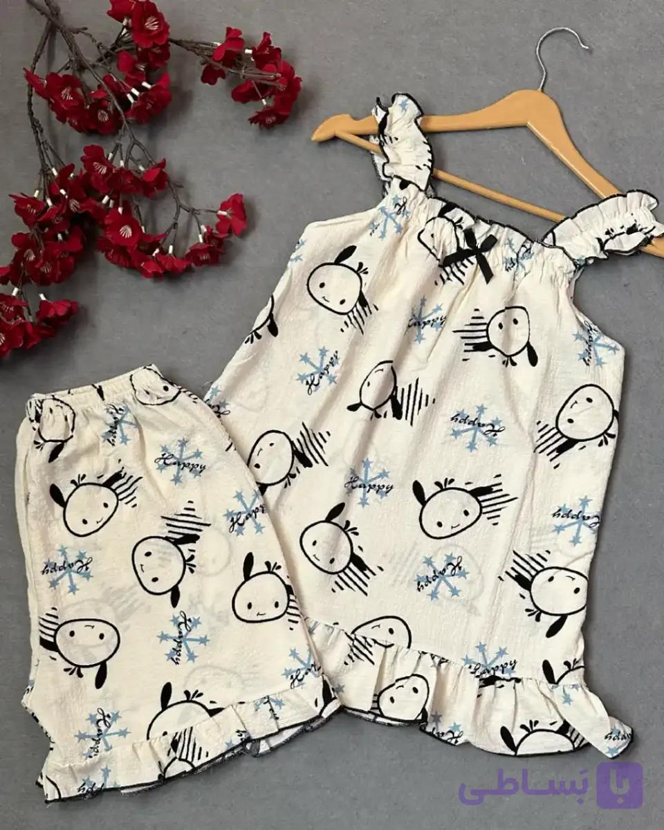 تاپ و شورتک راحتی زنانه پارچه نخ موسلین کد ۱۰۵۳