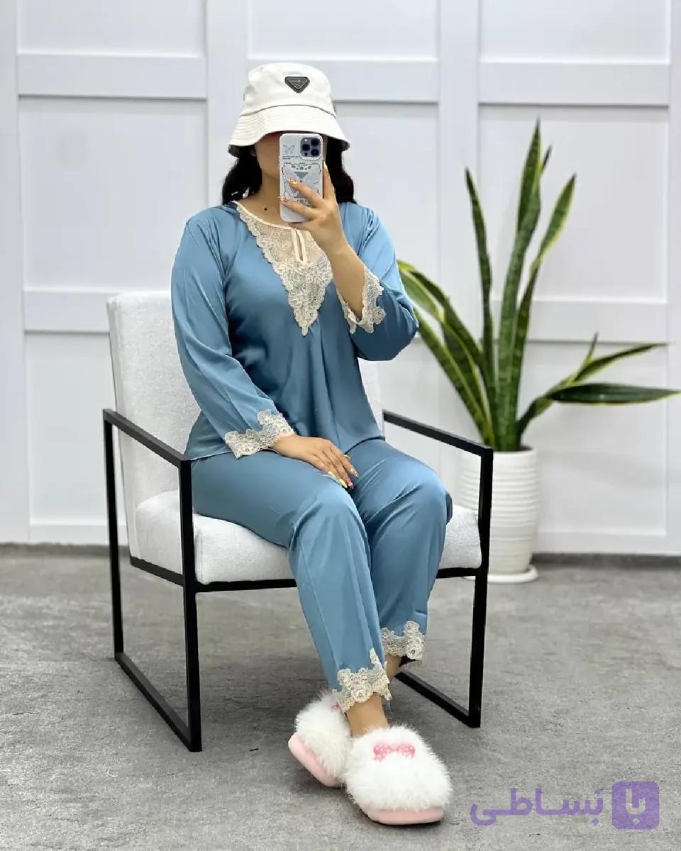 ست بلوز و شلوار راحتی زنانه ساتن ابريشم کد ۱۰۹۷