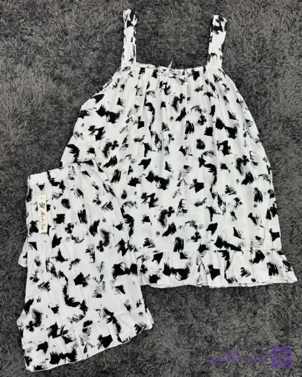 تاپ و شورتک راحتی زنانه پارچه نخی کد ۱۰۴۳
