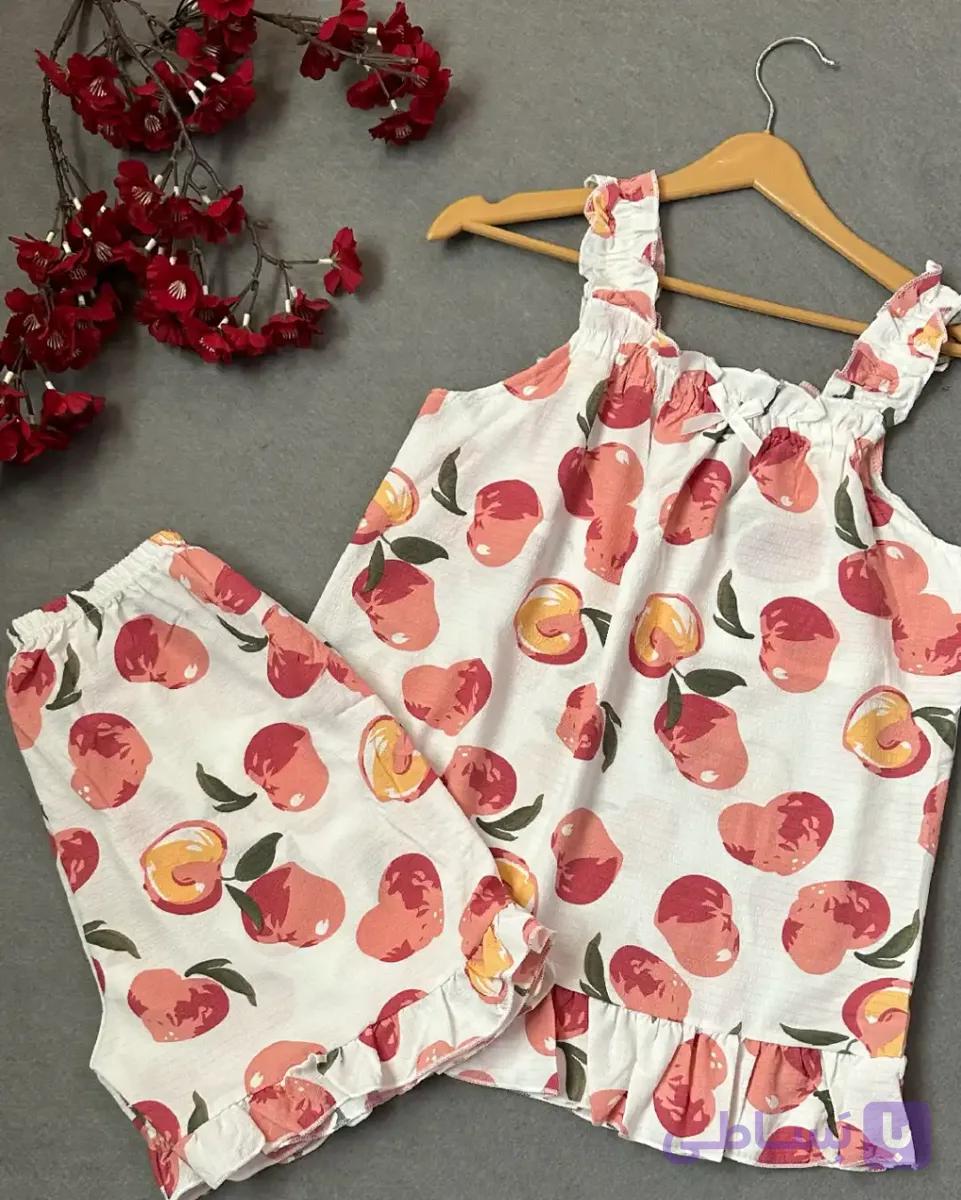 تاپ و شورتک راحتی زنانه پارچه نخ موسلین کد ۱۰۵۲