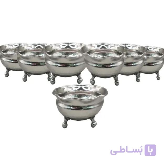 سرویس 6 عددی کاسه سه پایه لب چین دار نانو کروم