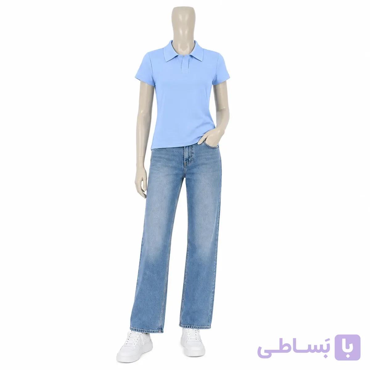 پولوشرت زنانه کبریتی آبی آسمانی سایز 38