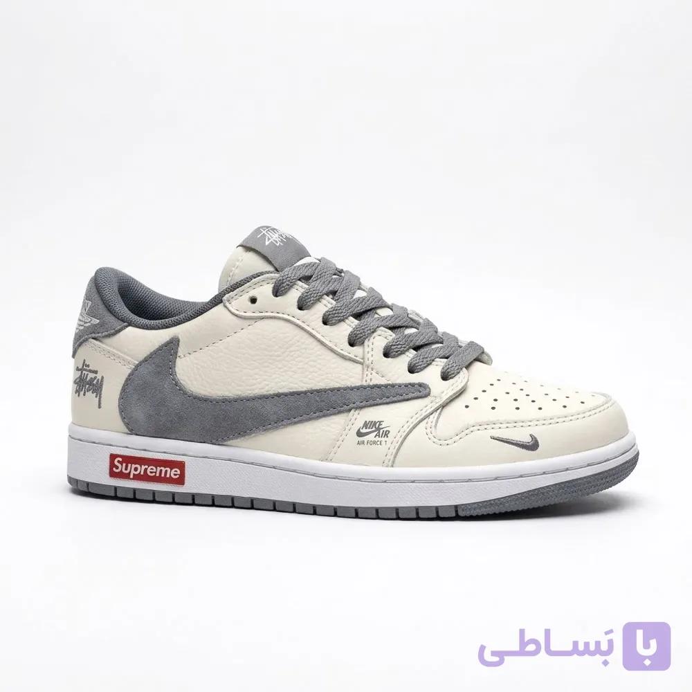 کفش زنانه ترویس ایرفورس طوسی کرم Nike Jordan Travis Scott Air Force 1 — تصویر 1