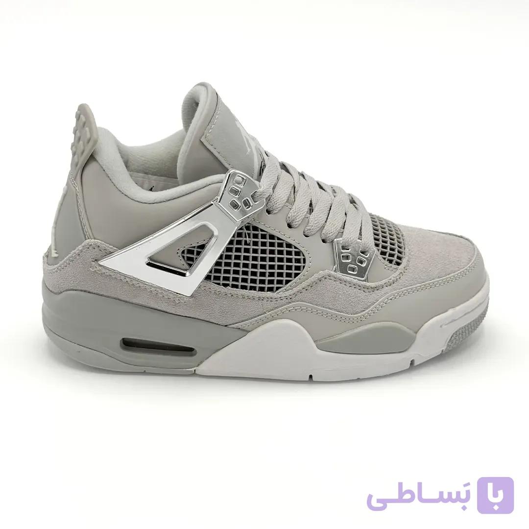 کفش نایک ایر جردن ۴ طوسی سفید Nike Air Jordan4 gray white — تصویر 1