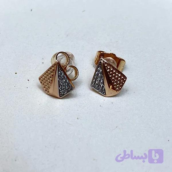 گوشواره میخی دخترانه ژوپینگ طرح لوزی نگین کار شده