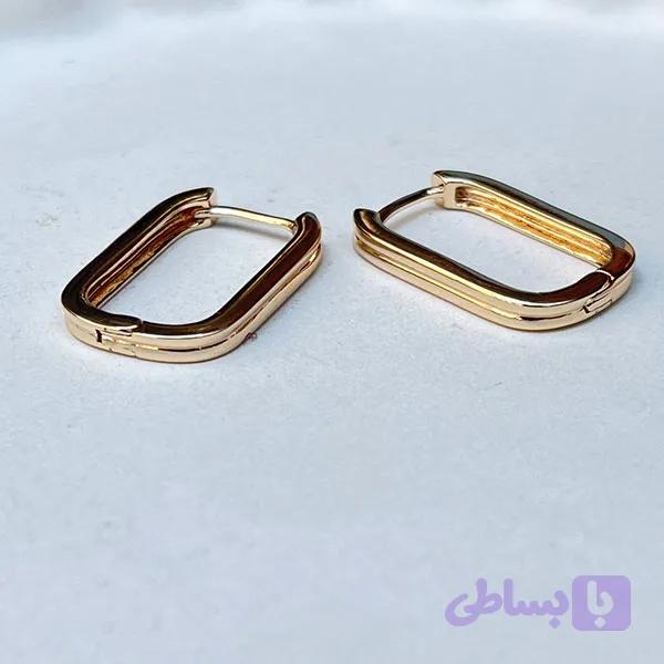 گوشواره حلقه‌ای دخترانه ژوپینگ طرح مستطیل لبه گرد