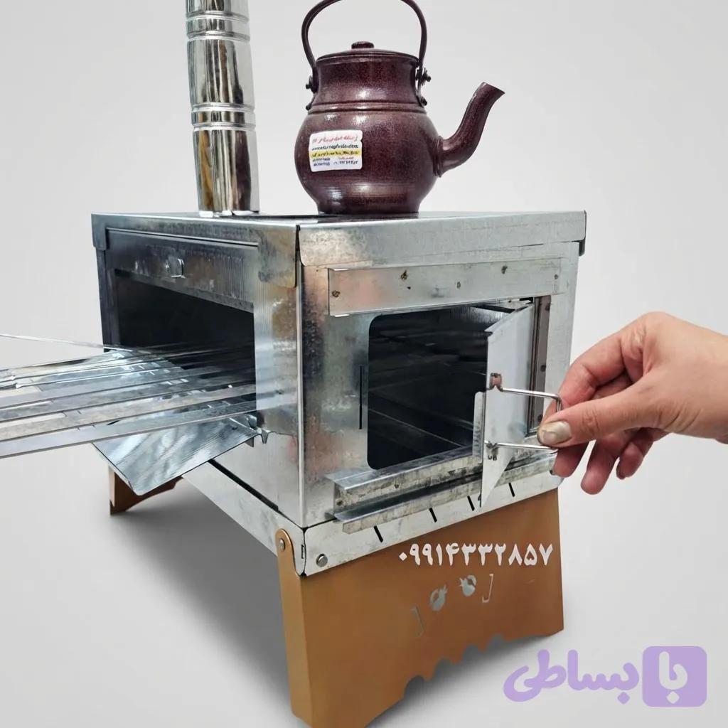 بخاری هیزمی تاشو چادری و کوهنوردی سه کاره سایز بزرگ کیف دار
