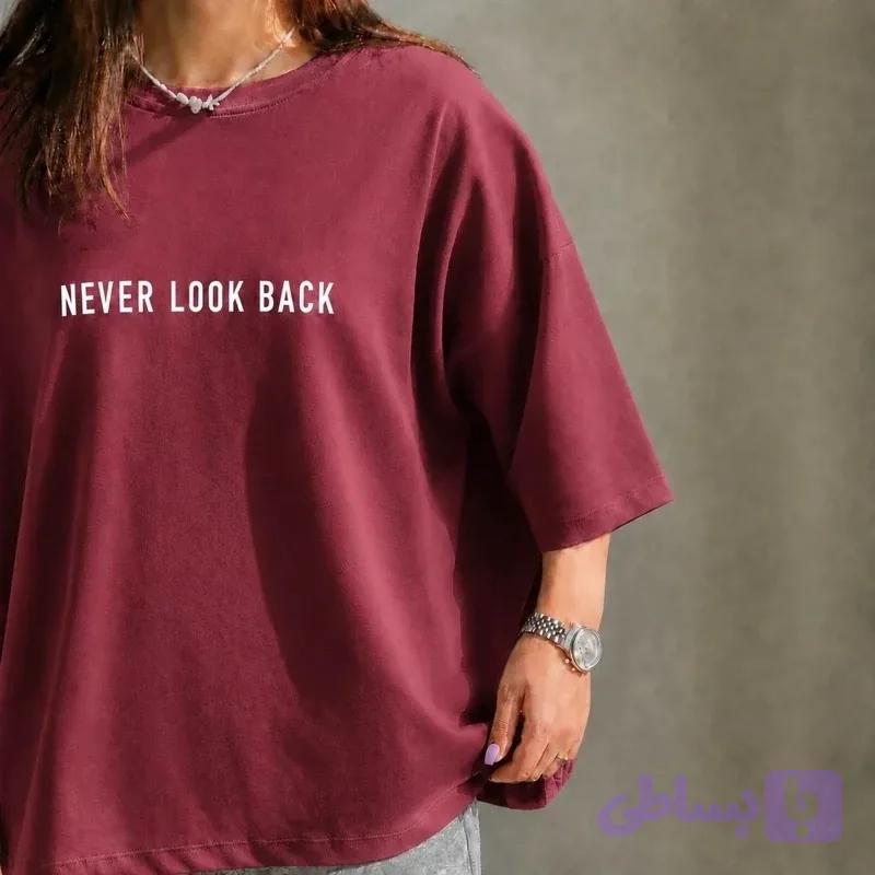 تیشرت باکسی دخترانه زنانه تابستانی مدل Never look back