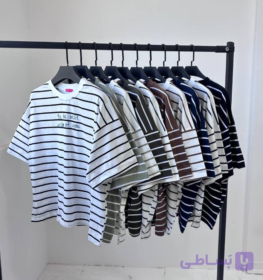 تیشرت باکسی راه راه کد 155 — تصویر 1