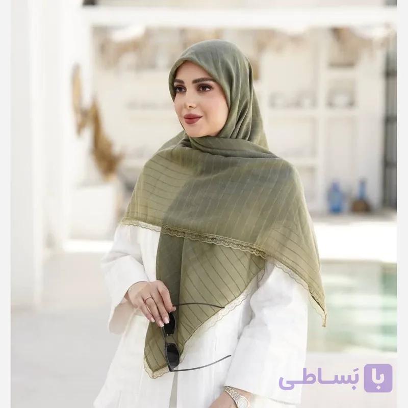 روسری نخی دور دانتل چهارخونه