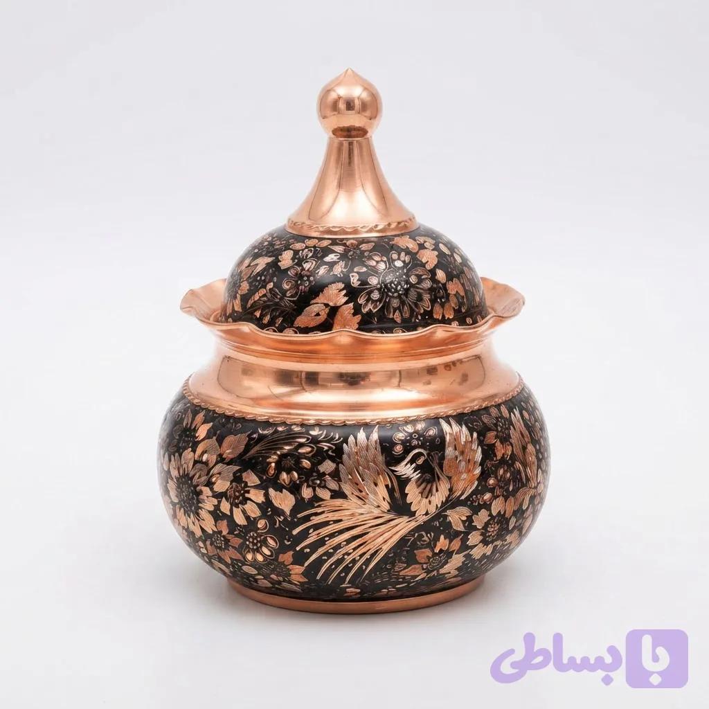 شکلات خوری قندان مسی الماس تراش سایز کوچک