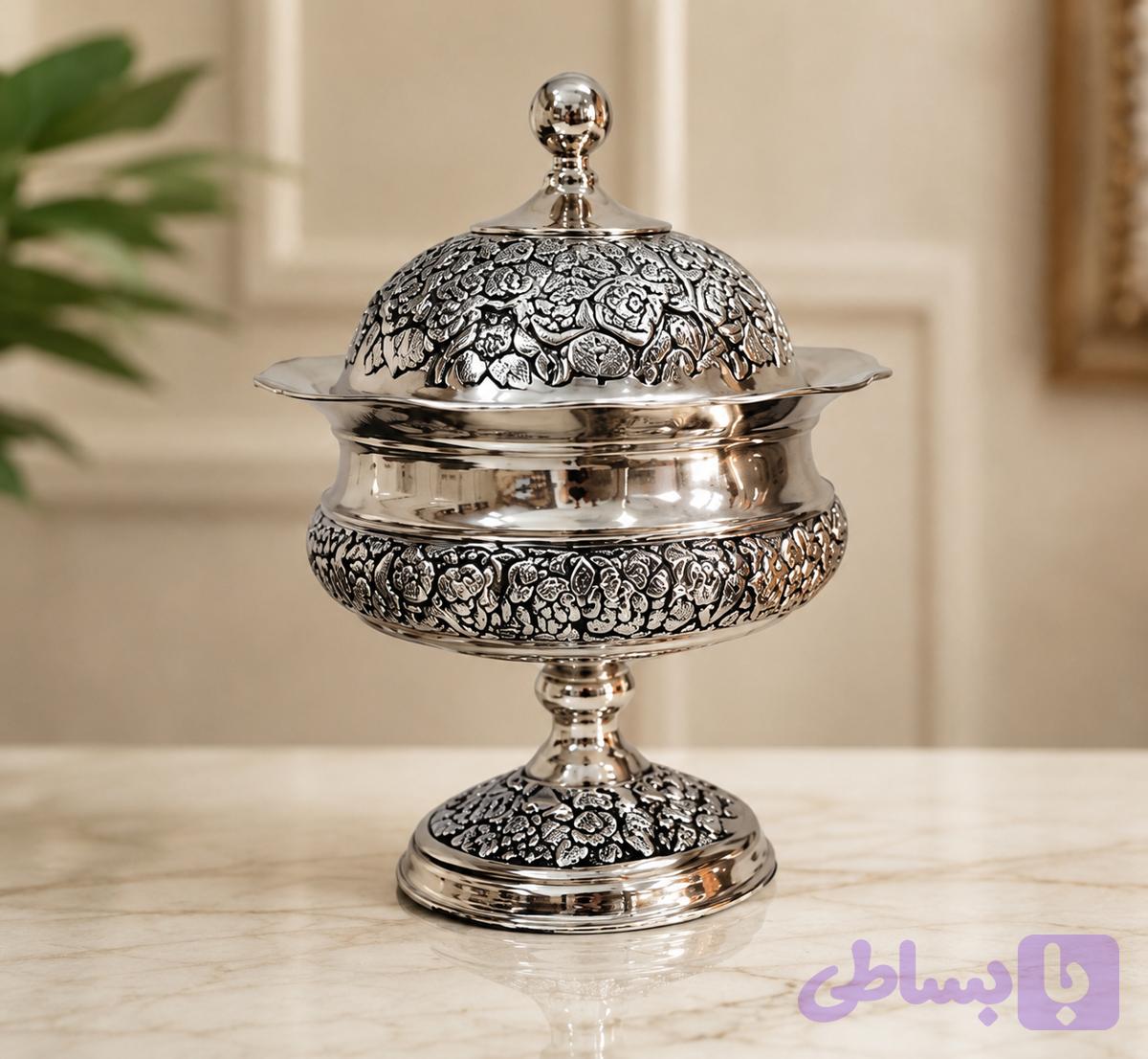 شکلات خوری آجیلخوری درب دارکروم سایز ۳