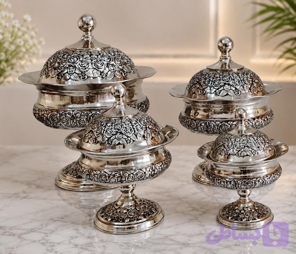 آجیلخوری شکلات خوری مس درب دار رز سایز۲