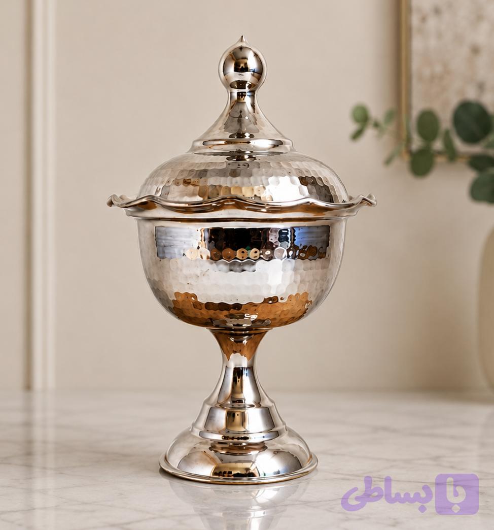 قندان مس کروم پایه دار