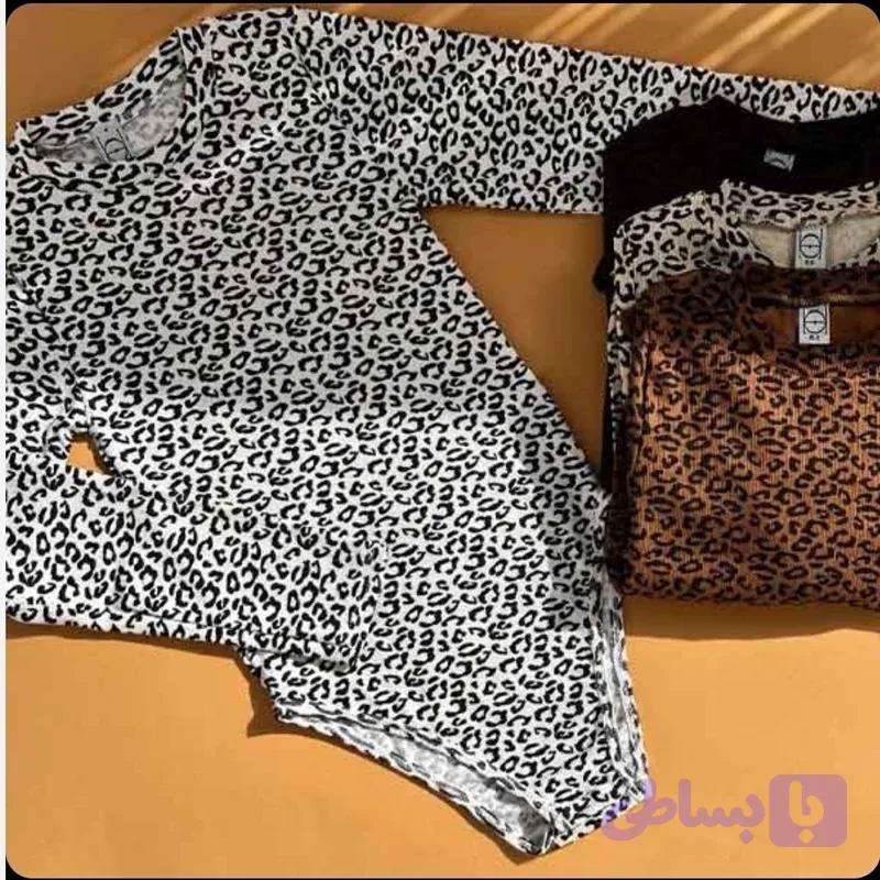بادی آستین بلند پلنگی یقه گرد کد 101