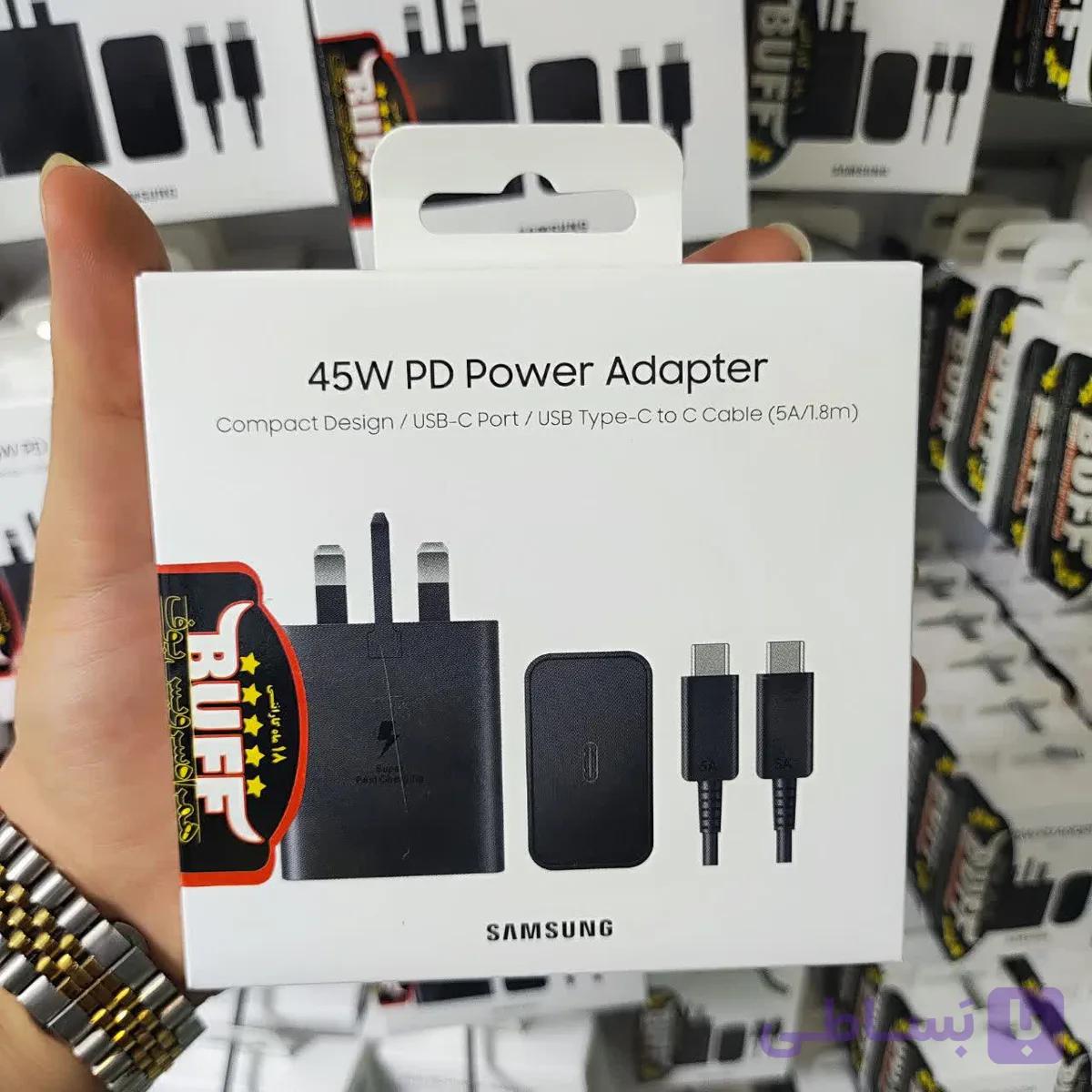 شارژر دیواری 45 وات سامسونگ با کابل 1.8 متری SAMSUNG EP-T4510 بهمراه گارانتی بوف سرویس