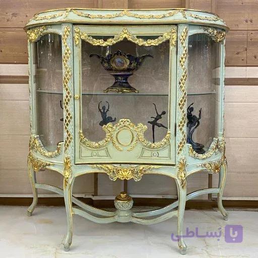 ویترین چوبی سبز آبی و پتینه طلا — تصویر 1