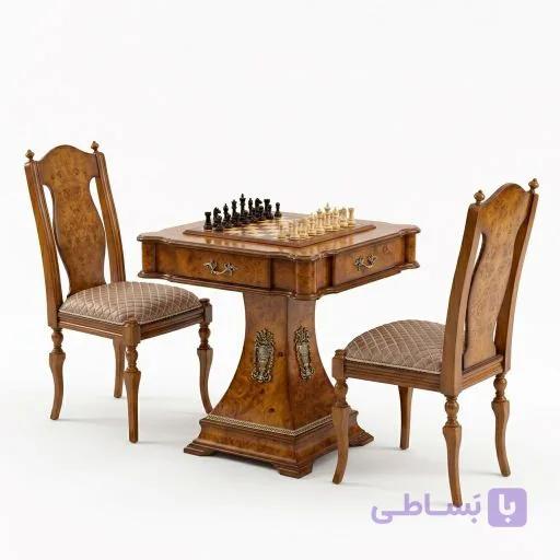میز بازی معرق و برنزکوب شیک قهوه ای — تصویر 1