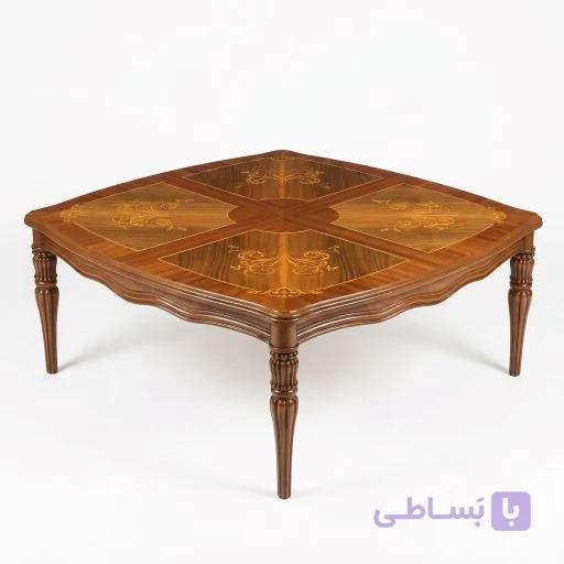 میز جلو مبلی قهوه ای شیک پایه خراطی