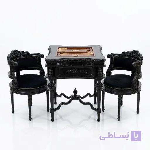 میز بازی تخته نرد و شطرنج چوبی مشکی