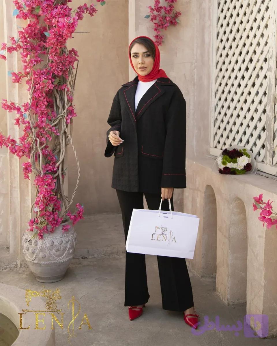 کت زنانه پیردوپل پیچازی گلدوزی شده آستردار جلو باز