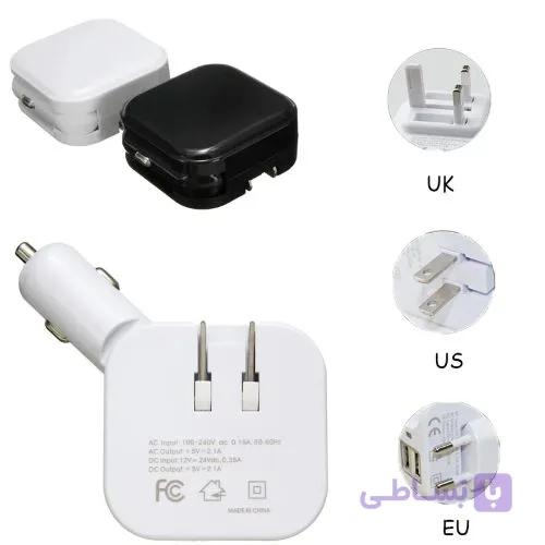 شارژر فندکی ماشین تاشو 2 در 1 با دو پورت USB مدل CH-316 — تصویر 1