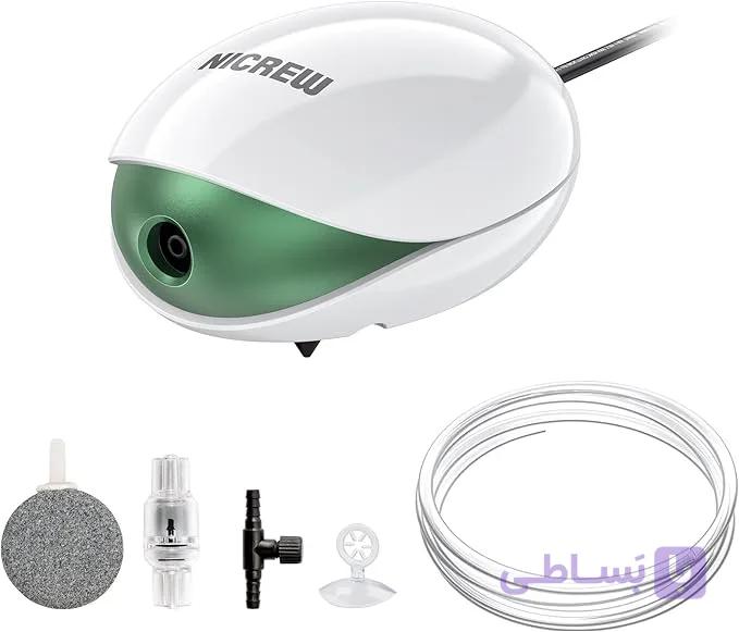 پمپ هوای آکواریوم نایکرو مدل UFO برای آکواریوم‌های تا ۱۵۰ لیتر، بی‌صدا <35 دسی‌بل — تصویر 1