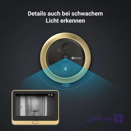 دوربین درب بازکن بی‌سیم EZVIZ DP2C طلایی ۲ مگاپیکسلی با صفحه نمایش رنگی ۴.۳ اینچی — تصویر 1