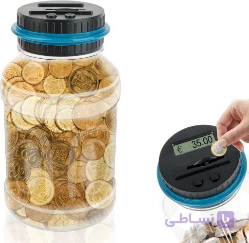 قلک دیجیتالی VFANDV با شمارنده ۱.۸ لیتر، شمارنده سکه بزرگ با نمایشگر LCD — تصویر 1