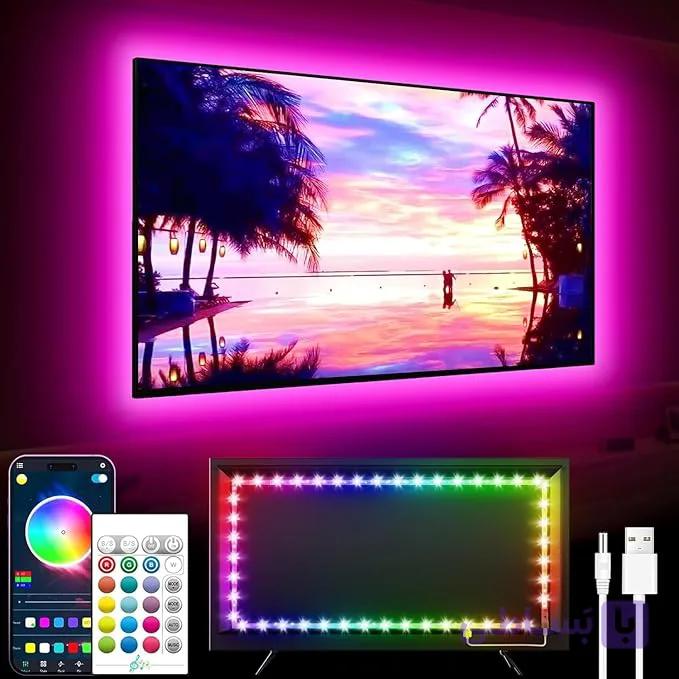 چراغ‌های LED برای تلویزیون، نور پس زمینه تلویزیون LED 7M، برای تلویزیون 65-85 اینچ، چراغ تلویزیون LED همگام سازی موسیقی با عملکرد بلوتوث – نوار نورانی با رنگ متغیر RGB برای سینمای خانگی [کلاس انرژی F] — تصویر 1