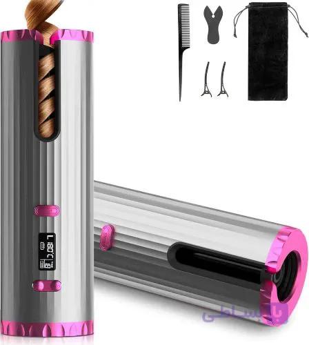 فرکننده موی بی‌سیم اتوماتیک پاوربانک دار ، قابل حمل با قابلیت شارژ از طریق USB نوع C ، باتری قابل شارژ 5000 میلی‌آمپر ساعتی، فرکننده‌های موی بی‌سیم با 6 حالت تنظیم دما و تایمر — تصویر 1