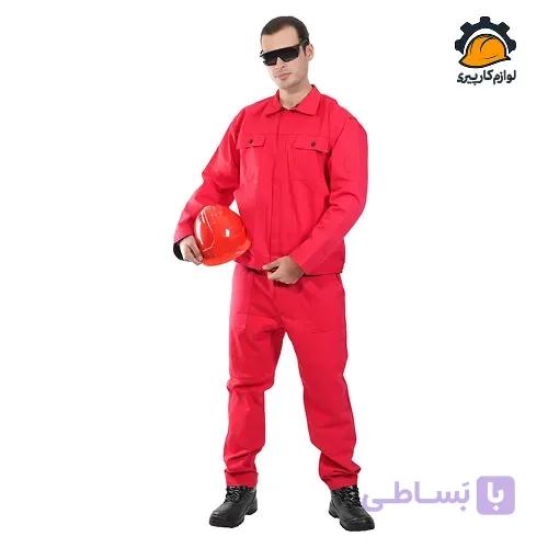 لباس کار کتان پنبه قرمز