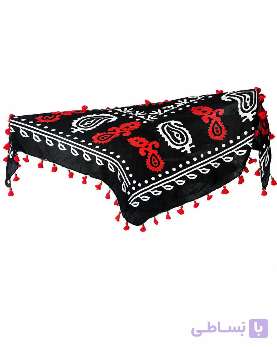 گلونی (روسری کردی) هوری منگوله دار نخی قواره بزرگ ریشه دار — تصویر 1