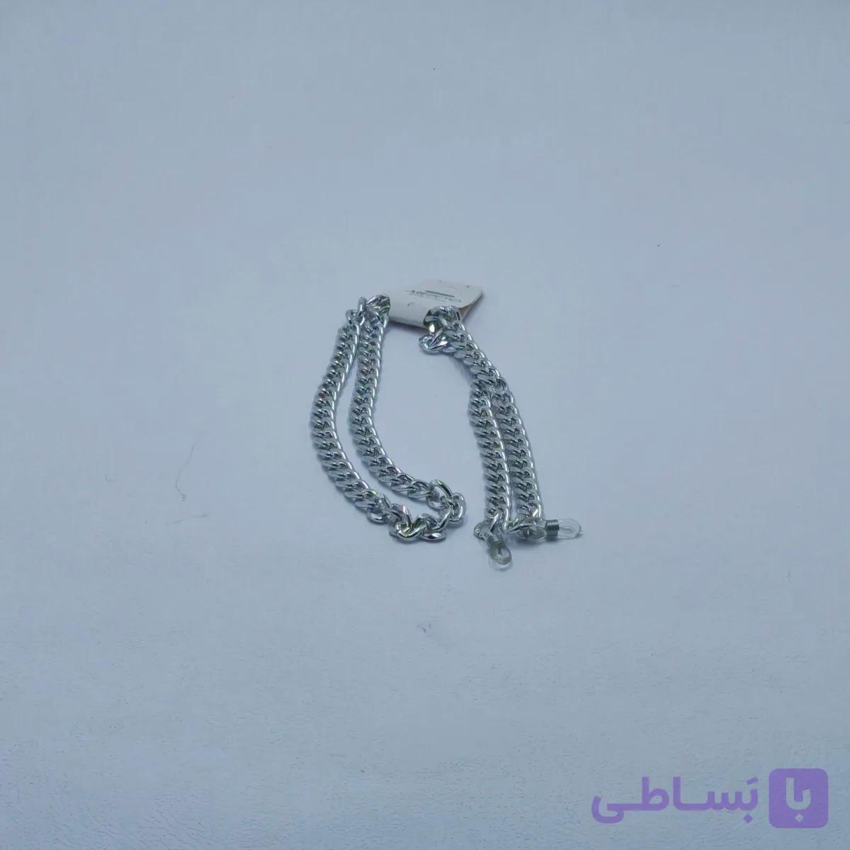 بند عینک زنجیری طرح کارتیر نقره ای