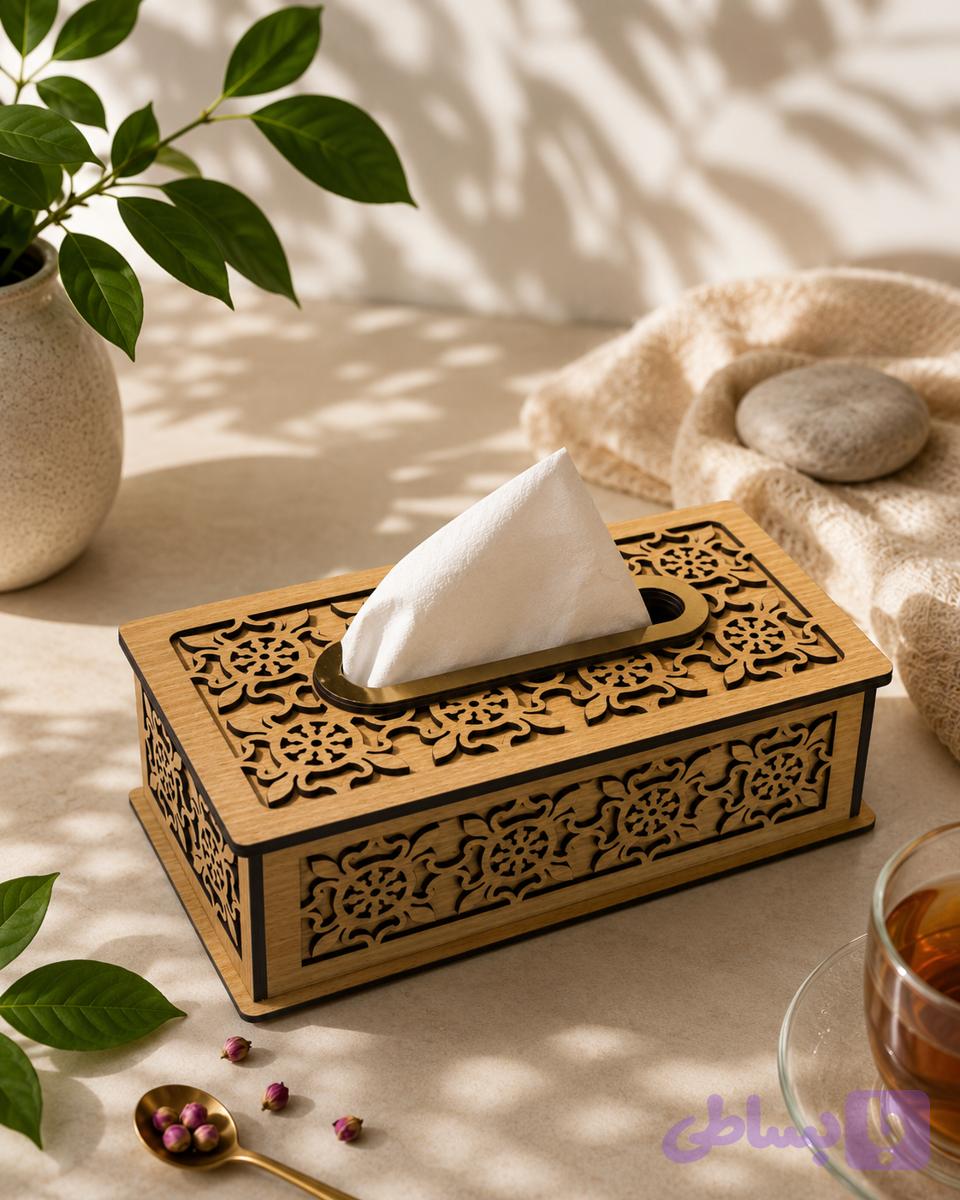 جا دستمال کاغذی چوبی طرح ماهور
