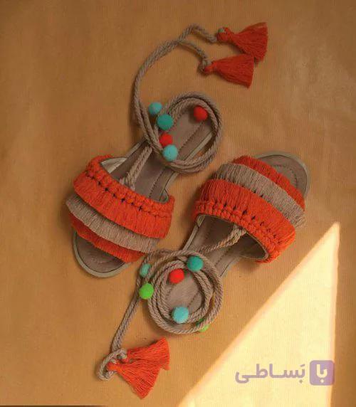 صندل تابستانی مکرومه دردو طرح سگک دار و ساده با رنگ و سایز دلخواه کد 8890