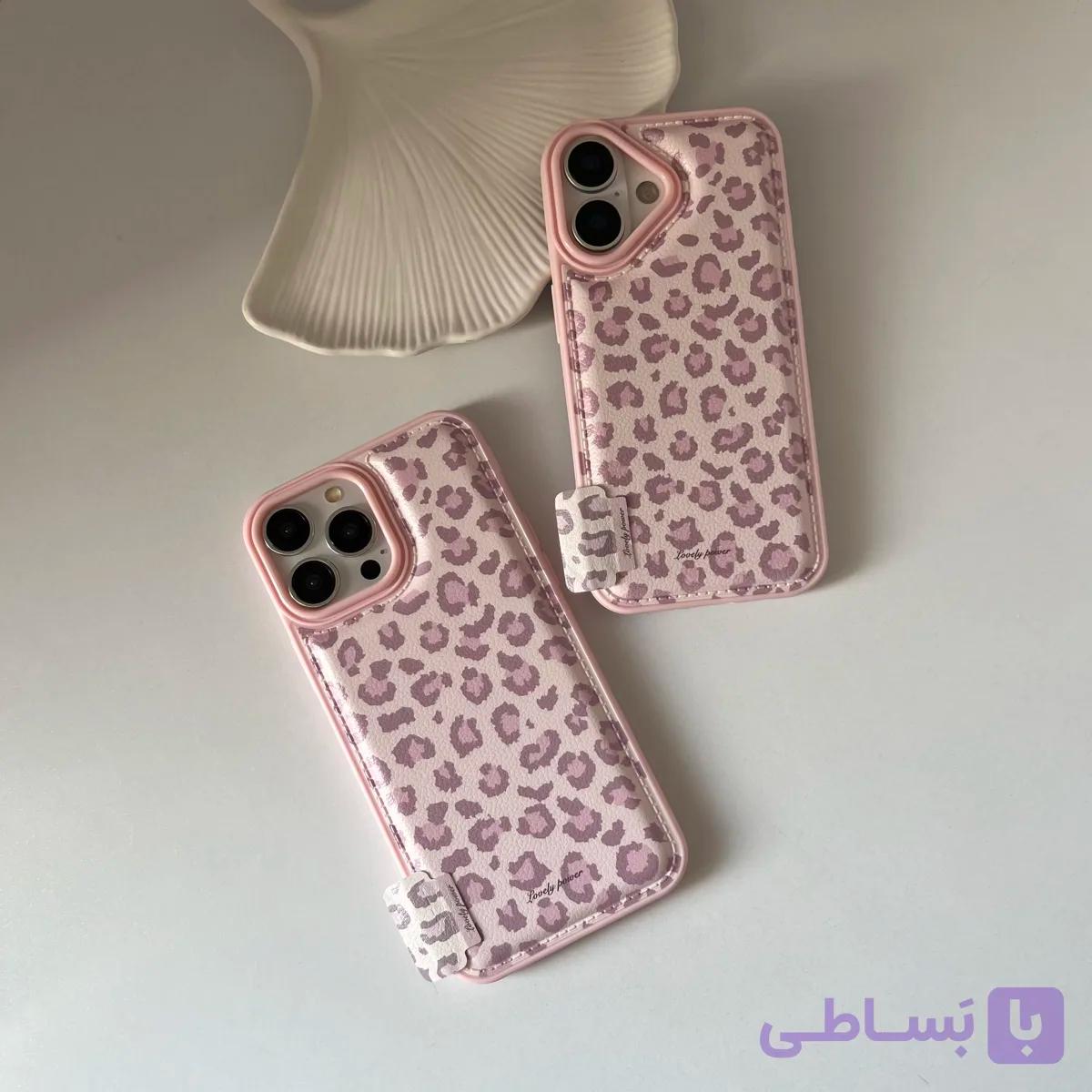 قاب گوشی پافری پلنگی بیبی پینک