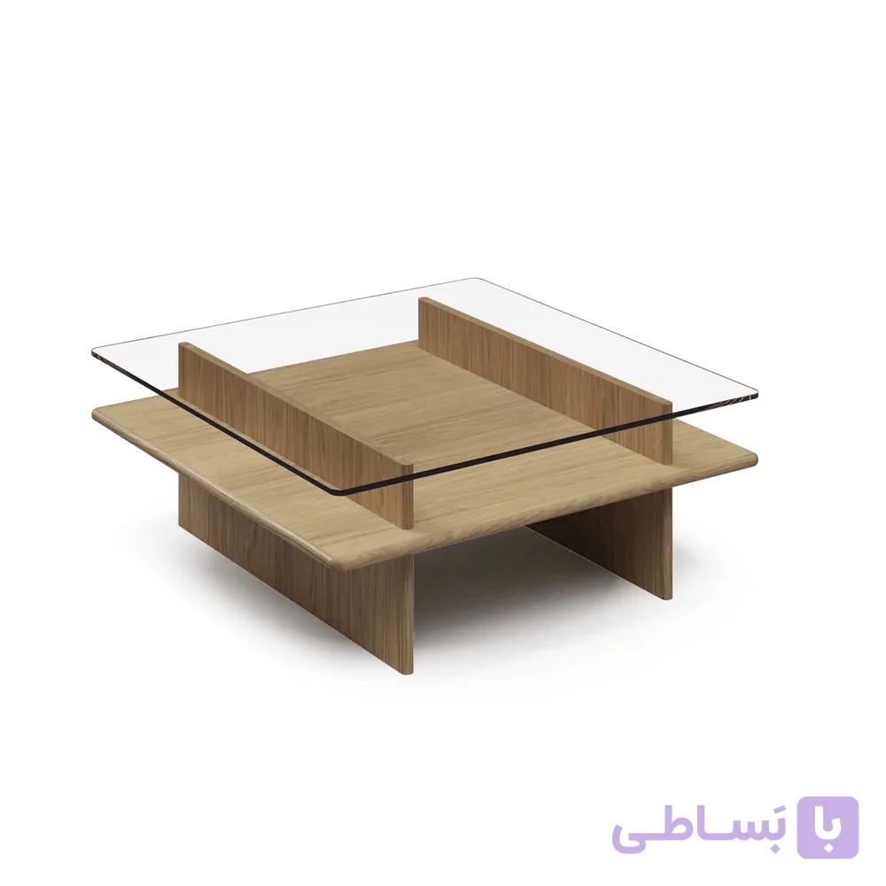 میز جلو‌مبلی شیشه و چوب مدل آرت