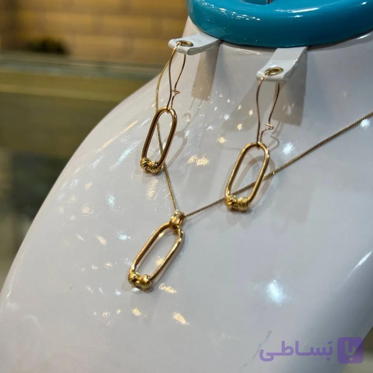 نیم ست مینیمال طلا با گوی البرنادو | جواهری غریب