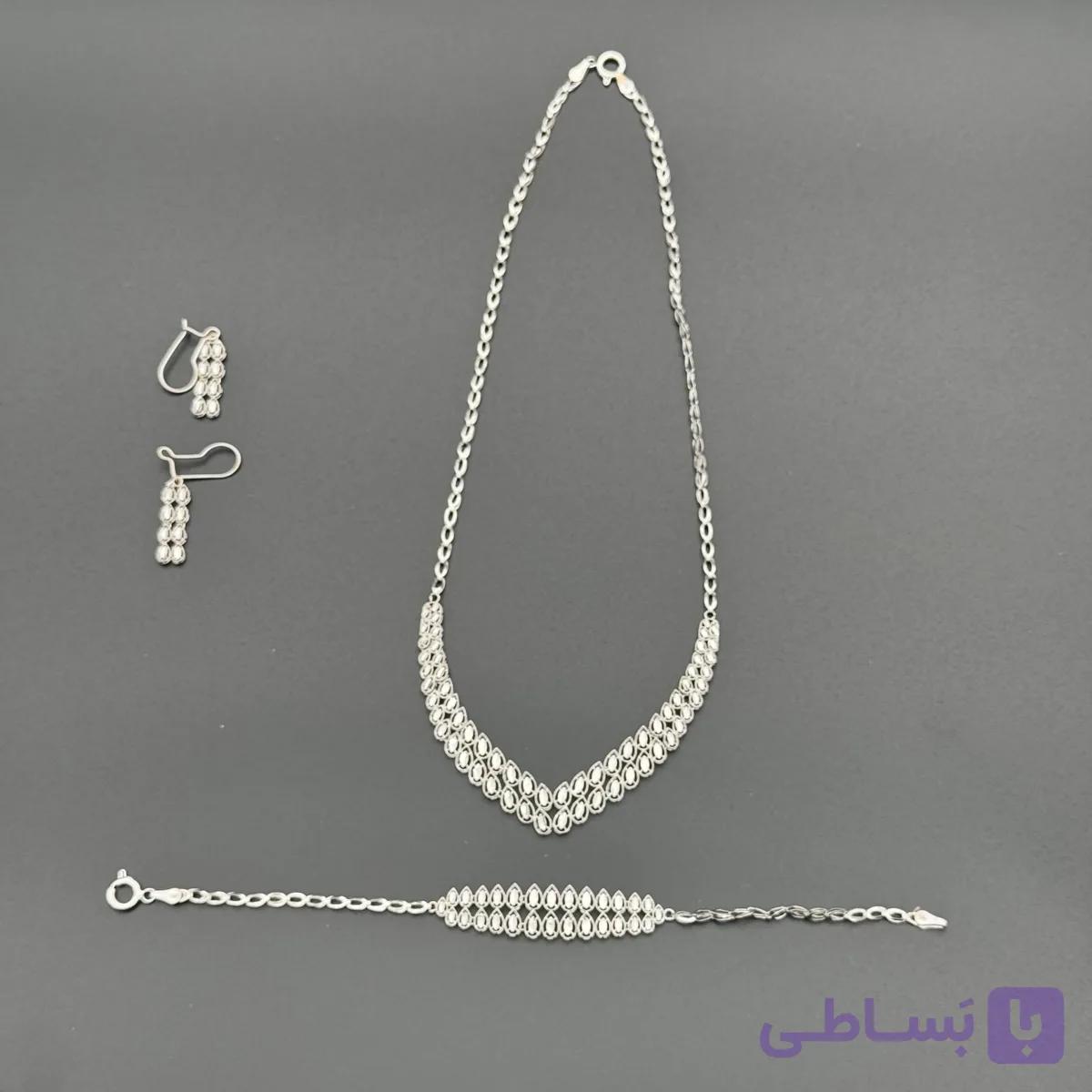 سرویس طلا سفید ۱۸ عیار تمام تراش مناسب عروس | طراحی شیک و درخشان — تصویر 1