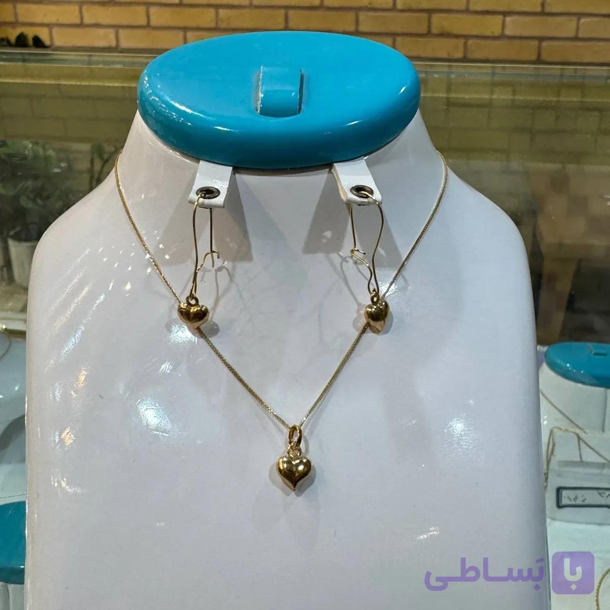 نیم ست طلا مینیمال طرح قلب | جواهری غریب