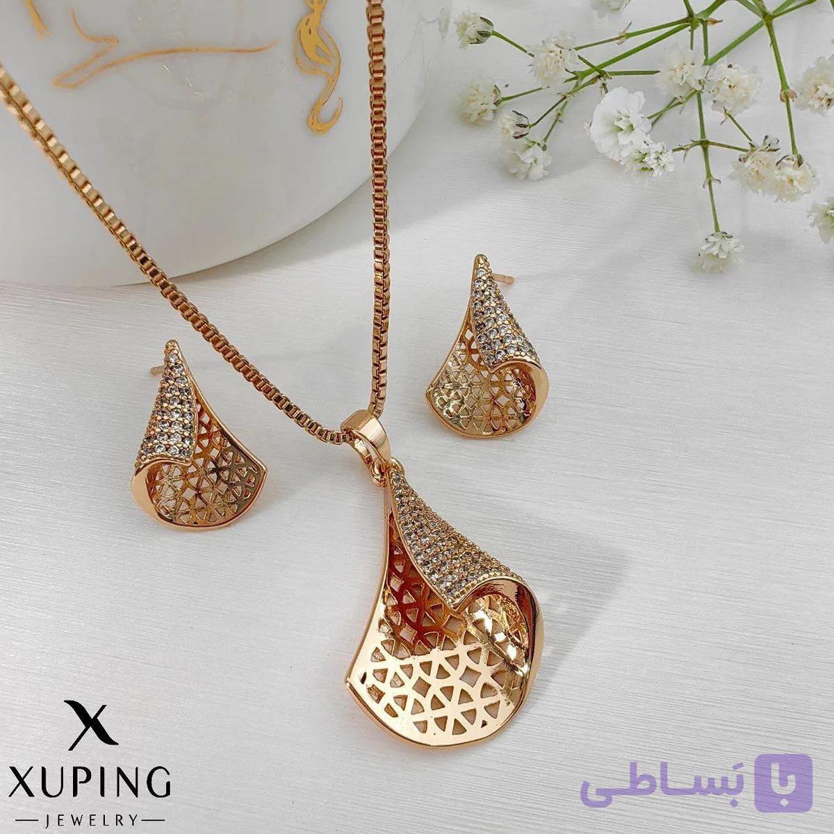 نیم ست بدون زنجیر جواهری ژوپینگ مدل قیفی