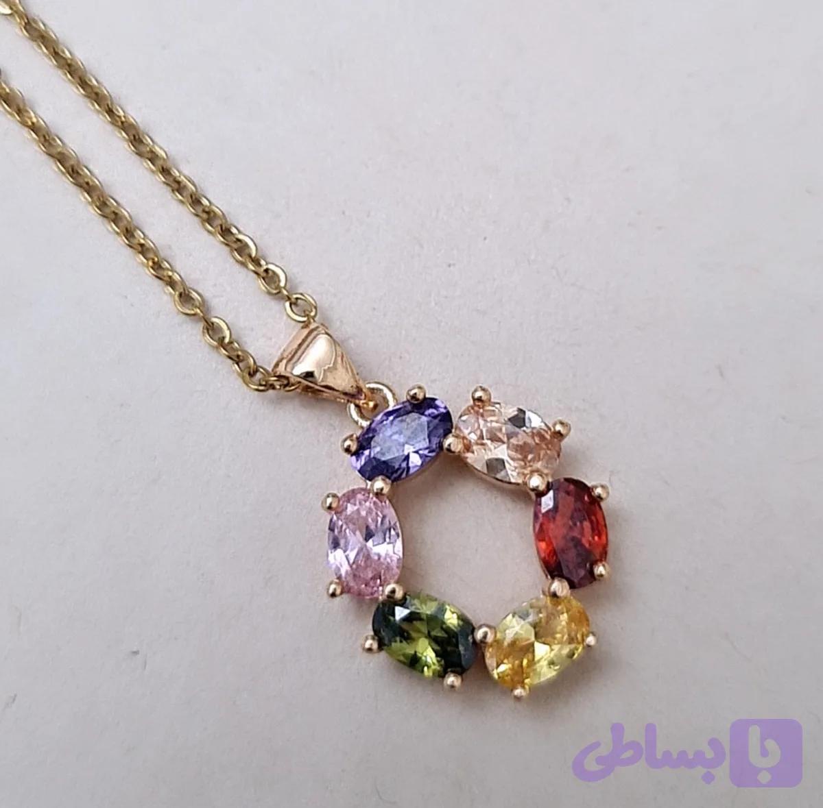 مدال تک جواهری فشن مدل حلقه رنگارنگ