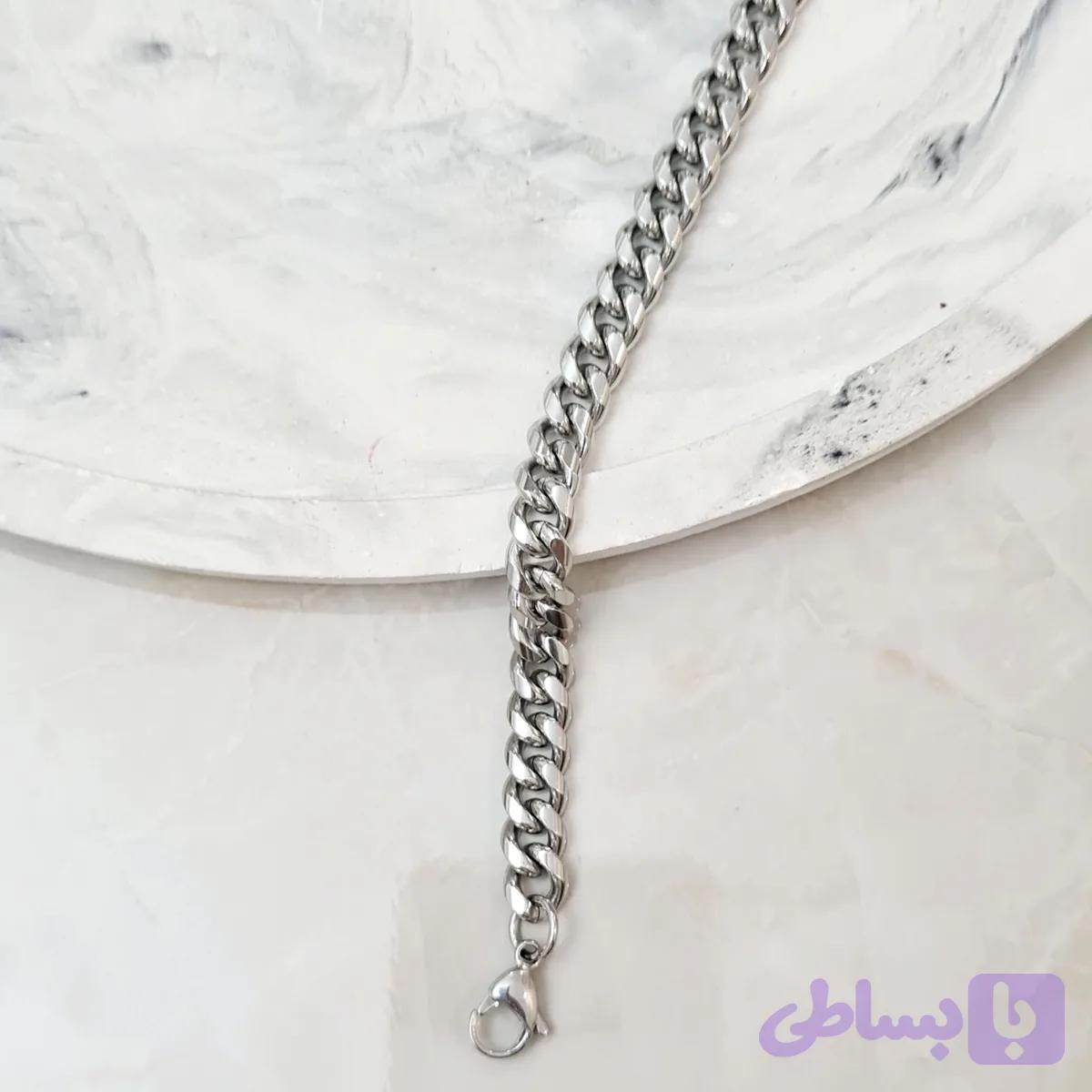 گردنبند و دستبند استیل کارتیه مردانه رنگ ثابت ضدحساسیت
