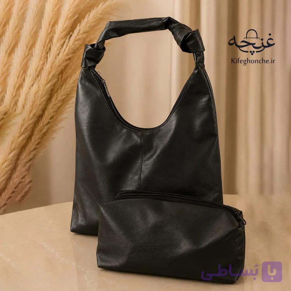 کیف دوشی زنانه مدل گره به همراه کیف آرایشی — تصویر 1